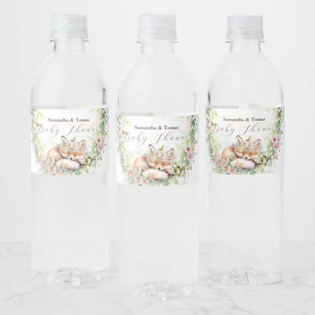 Baby in Bloom Woodland Floral Baby Girl Dusche Wasserflaschenetikett (Flaschen)