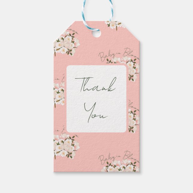 Baby in Bloom Wrapping Paper für Babydusche Geschenkanhänger (Vorderseite)