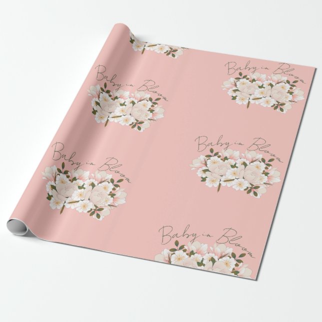 Baby in Bloom Wrapping Paper für Babydusche Geschenkpapier (Ungerollt)