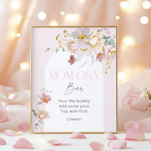 Baby in Bloush Blush Pink Floral Momosa Bar Poster