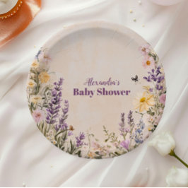 Baby in Bloush Blush Spring Bloral Baby Dusche Pappteller