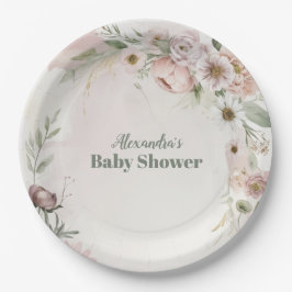 Baby in Bloush Blush Spring Bloral Baby Dusche Pappteller