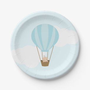 Baby in Blue Hot Air Balloon Baby Dusche Pappteller