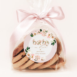 Baby in blühenden Mädchen Dusche elegant Runder Aufkleber