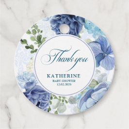 Baby in blühender Aquarellblau-Babydusche Geschenkanhänger