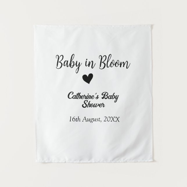 Baby in blühender Babydusche einfaches schwarzes H Wandteppich (Vorderseite)