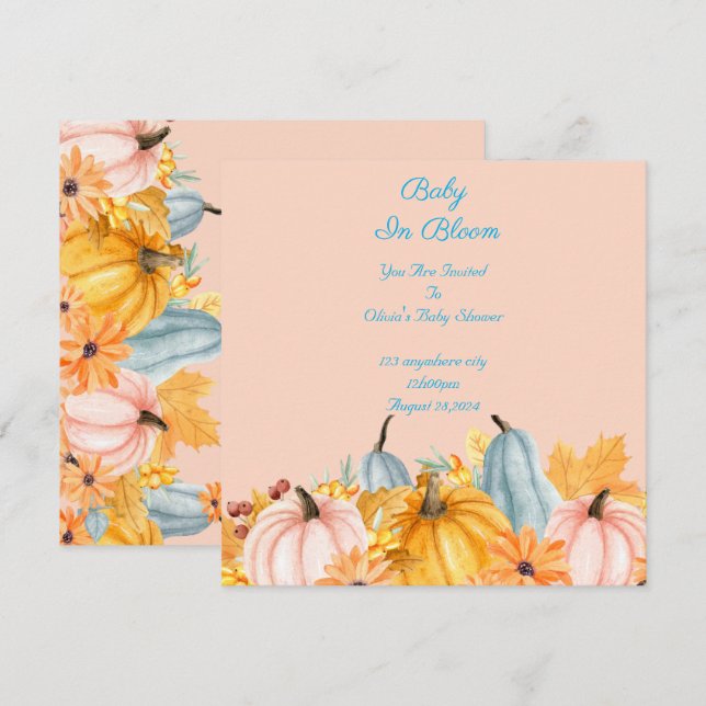 Baby in blühender Babydusche Save The Date (Vorne/Hinten)