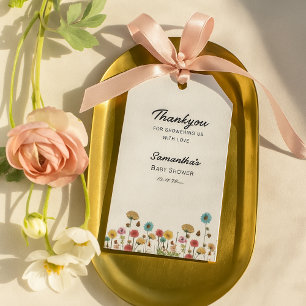 Baby in blühender Blume Babydusche Danke Geschenkanhänger