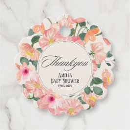 Baby in blühender, blumengeschmückter Babydusche D Geschenkanhänger