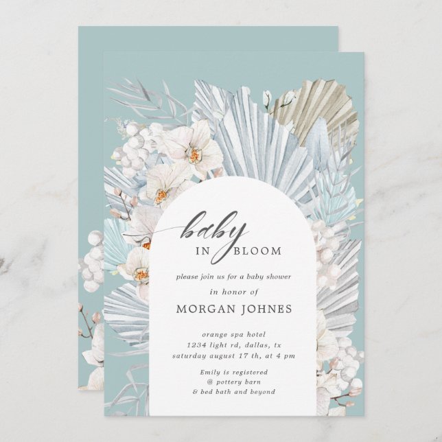 Baby in blühender böhmischer Blütendusche einladen (Vorne/Hinten)