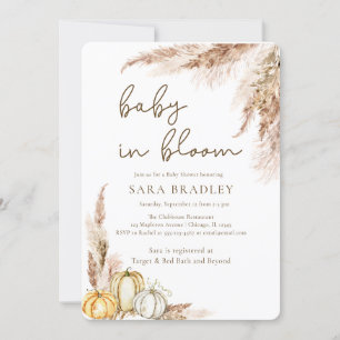 Baby in blühender Boho Fall Pampas Gras Babydusche Einladung