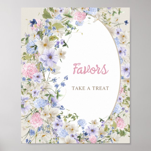 Baby in blühender boho Wildblume Rustikaler Bogen  Poster (Vorne)