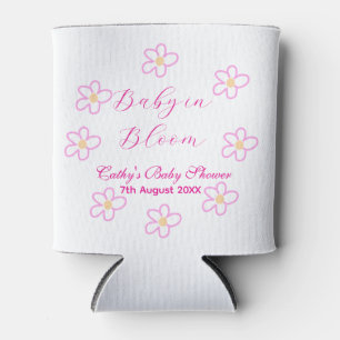 Baby in blühender rosa Blume Babydusche schlicht e Dosenkühler