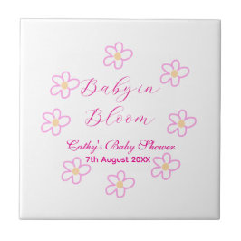 Baby in blühender rosa Blume Babydusche schlicht e Fliese