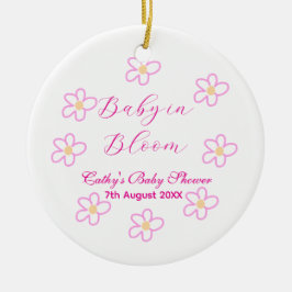 Baby in blühender rosa Blume Babydusche schlicht e Keramik Ornament