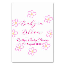Baby in blühender rosa Blume Babydusche schlicht e Tischnummer
