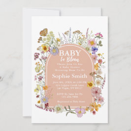 Baby in blühender Wildblume Dusty Pink Einladung