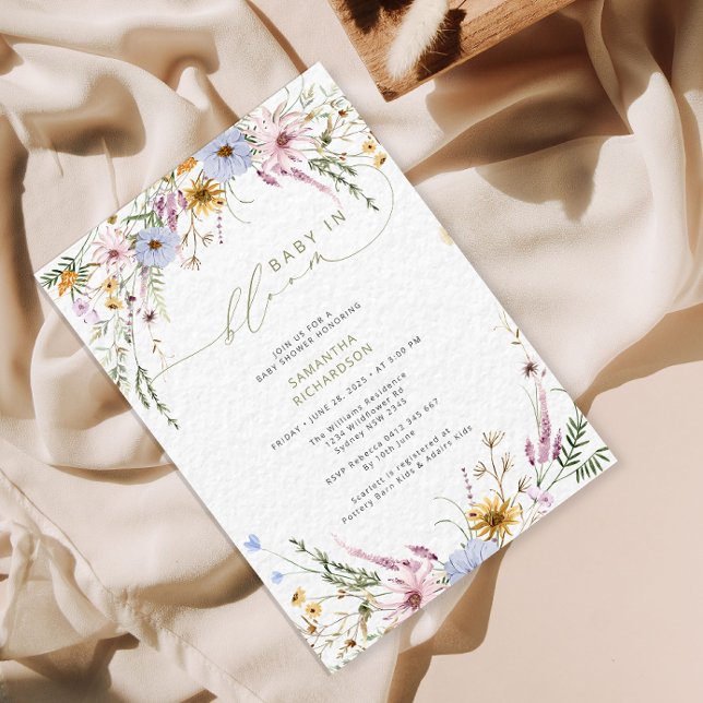 Baby in blühender Wildblume Kinderdusche Einladung (Von Creator hochgeladen)