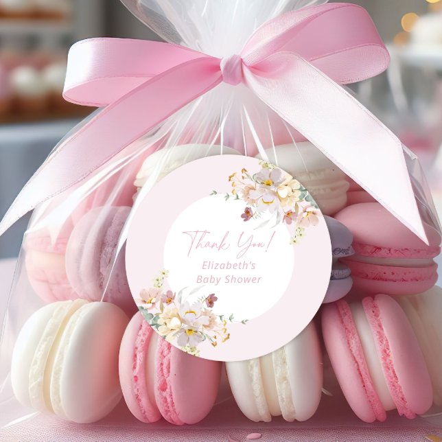 Baby in Blush Blush Pink BläsernBaby Dusche Runder Aufkleber (Von Creator hochgeladen)