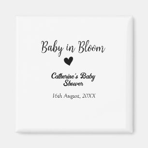 Baby in Blüte Baby Shower einfaches schwarzes Herz Magnet
