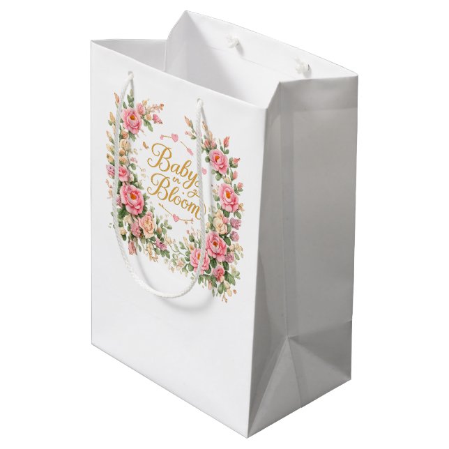 Baby in Blüte Mittlere Geschenktüte (Rückseite Schrägansicht)