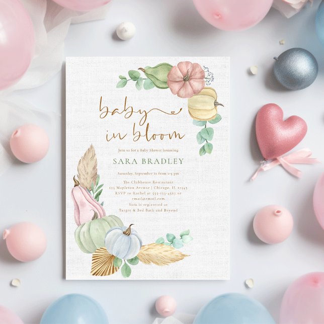 Baby in Blüte Rustikale Herbstboho Pumpkin Babysho Einladung (Von Creator hochgeladen)