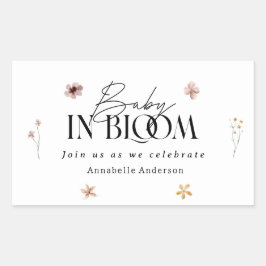 Baby in Blüte Wildblume Babydusche Einladung Rechteckiger Aufkleber