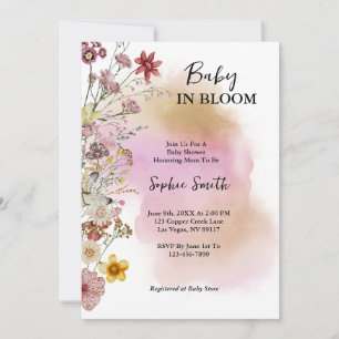 Baby in Blüte Wildblumen Aquarell Einladung