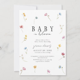 Baby in Blüte Wildblumen-Baby-Party Einladung
