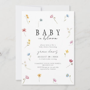 Baby in Blüte Wildblumen-Baby-Party Einladung