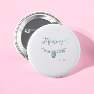 Baby in Blüten Blau Mama zu sein Babyparty Button