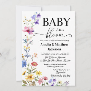 Baby in Blüten-Blumen-Wildblumen geschlechtsneutra Einladung