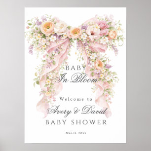 Baby in Blüten Florales Mädchen-Baby-Shower Poster