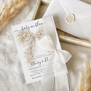 Baby in Blüten Wildblumen Frühling Schleife Baby S Einladung