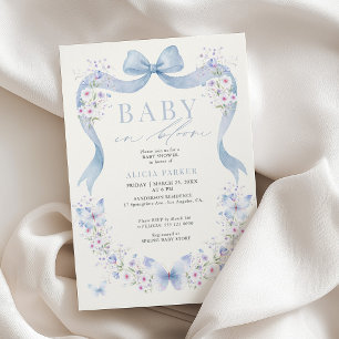 Baby in Blütenblau Baby-Party für Jungen Einladung