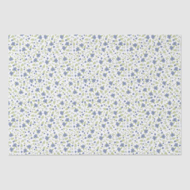 Baby in Blütendusche Blauer Vintage Blume Junge Seidenpapier (Vorderseite)