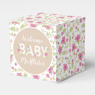 Baby in Blütendusche Rosa Vintage Blume Mädchen Geschenkschachtel