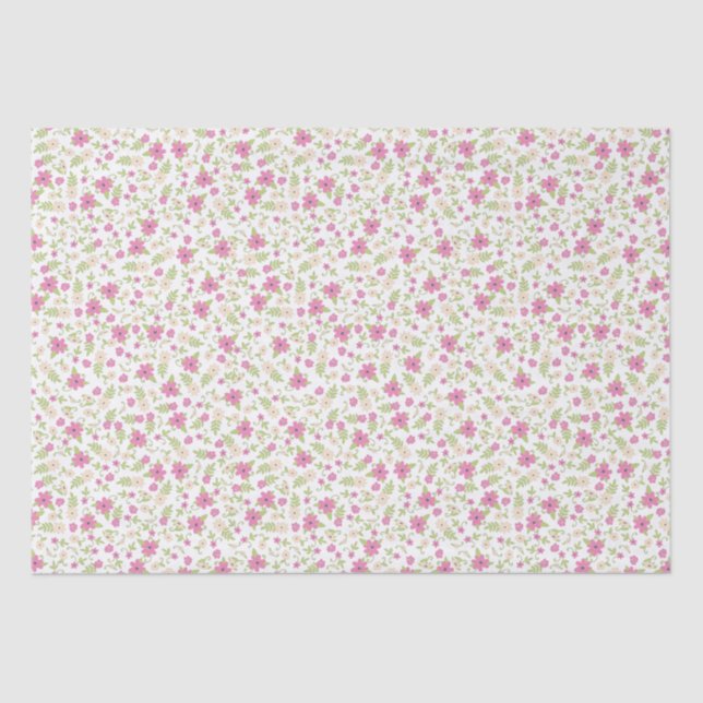 Baby in Blütendusche Rosa Vintage Blume Mädchen Seidenpapier (Vorderseite)