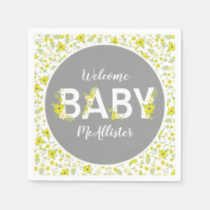 Baby in Blütendusche Vintage Blume Geschlecht neut Serviette