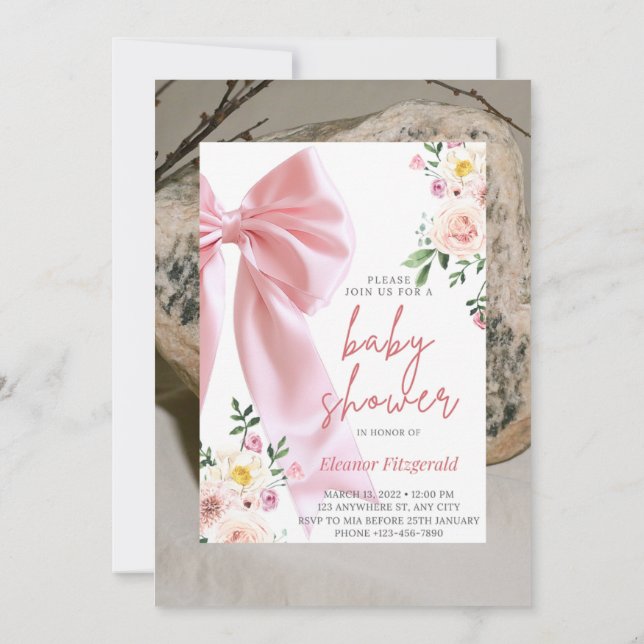 Baby in Blüteneinladung, Einladung zur Kinderdusch (Rückseite)