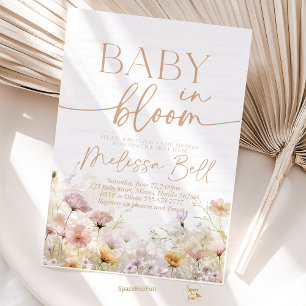 Baby in Blüteneinladung, Wildblumen Kinderdusche Einladung