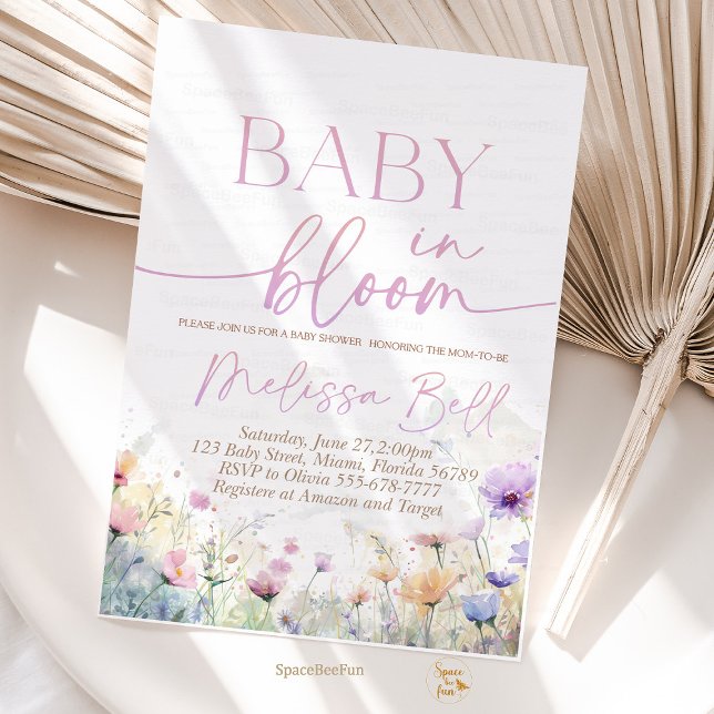 Baby in Blüteneinladung, Wildblumen Kinderdusche Einladung (Baby in Bloom,Invitation,Editable invites,boho Wildflowers,Baby Shower,Flower Invites,Wild Flower In)
