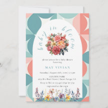 Baby in Blütenfarbe Blumenkachel Blauer Dusche