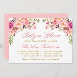 Baby in Blütenfarben Rosa Blütendusche Einladung