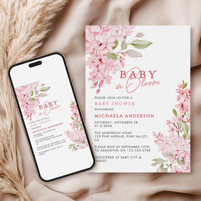 Baby in Blütenfarbenflorale Babydusche Einladung (Von Creator hochgeladen)