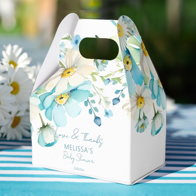 Baby in Blütenfrühling Sommerdusche bevorzugt Geschenkschachtel (Baby in bloom spring summer baby shower favors personalized favor box wild daisies blue buttercups)