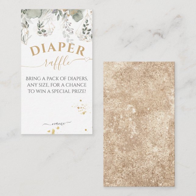 Baby in Blütengrün & Gold Baby Duschdieger Begleitkarte (Vorne/Hinten)