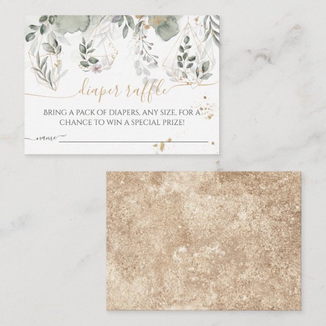 Baby in Blütengrün & Gold Baby Duschdieger Begleitkarte (Vorne/Hinten)