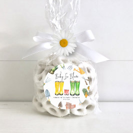 Baby in Blütenrot Rain Boots Gartendusche Runder Aufkleber