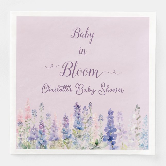 Baby in blutfarbigen Lupine Blume Kinderdusche Serviette (Vorderseite)
